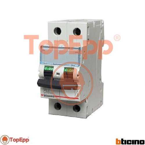 Interruptor Termomagnetico 2 X 10 A - 106 K A 220440 V - Tipo C Din BTDIN - Cod FN820YC10 - BTICINO - TopEpp S.A.C.