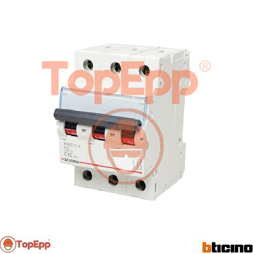 Interruptor Termomagnetico 3 X 16 A - 10 K A 220V - Tipo C DIN BTDIN - Cod FN830YC16 - BTICINO - TopEpp S.A.C..