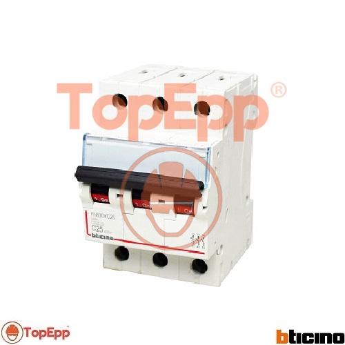 Interruptor Termomagnetico 3 X 25 A - 106 K A 220440 V - Tipo C Din BTDIN - Cod FN830YC25 - BTICINO - TopEpp S.A.C..