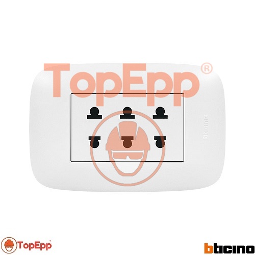 Tomacorriente Universal - Triple 2 X 16A 250V - Domino Sencia - Cod AP1312 - Bticino - TopEpp S.A.C.