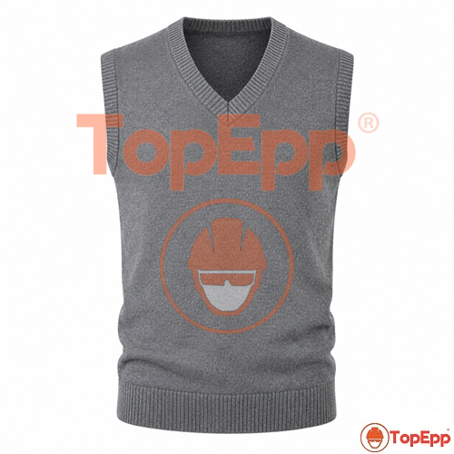 Chaleco tejido cuello en V - Gris - TopEpp S.A.C..